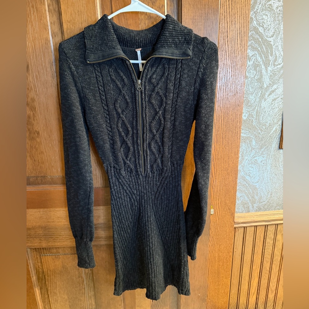 Free People Black Long Sleeve Knit Dress